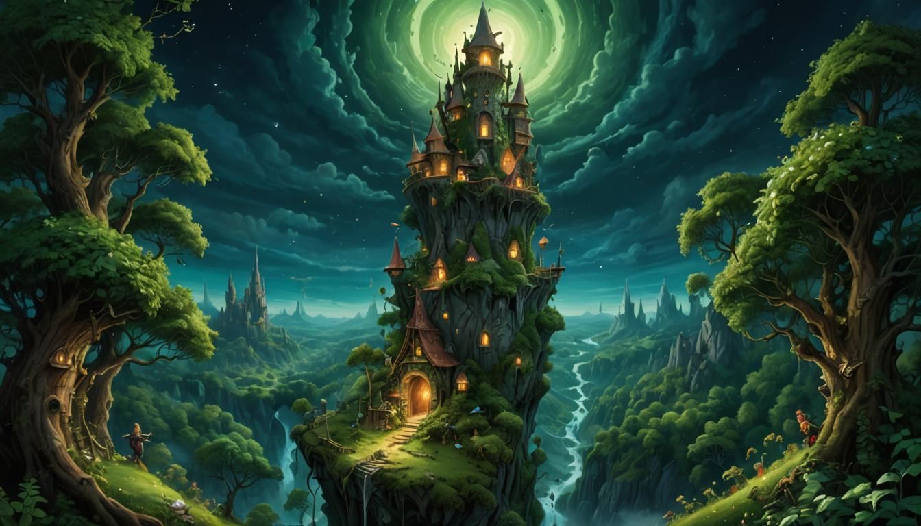 Magical Portal: Wizard's Tower to Enchanted Forest