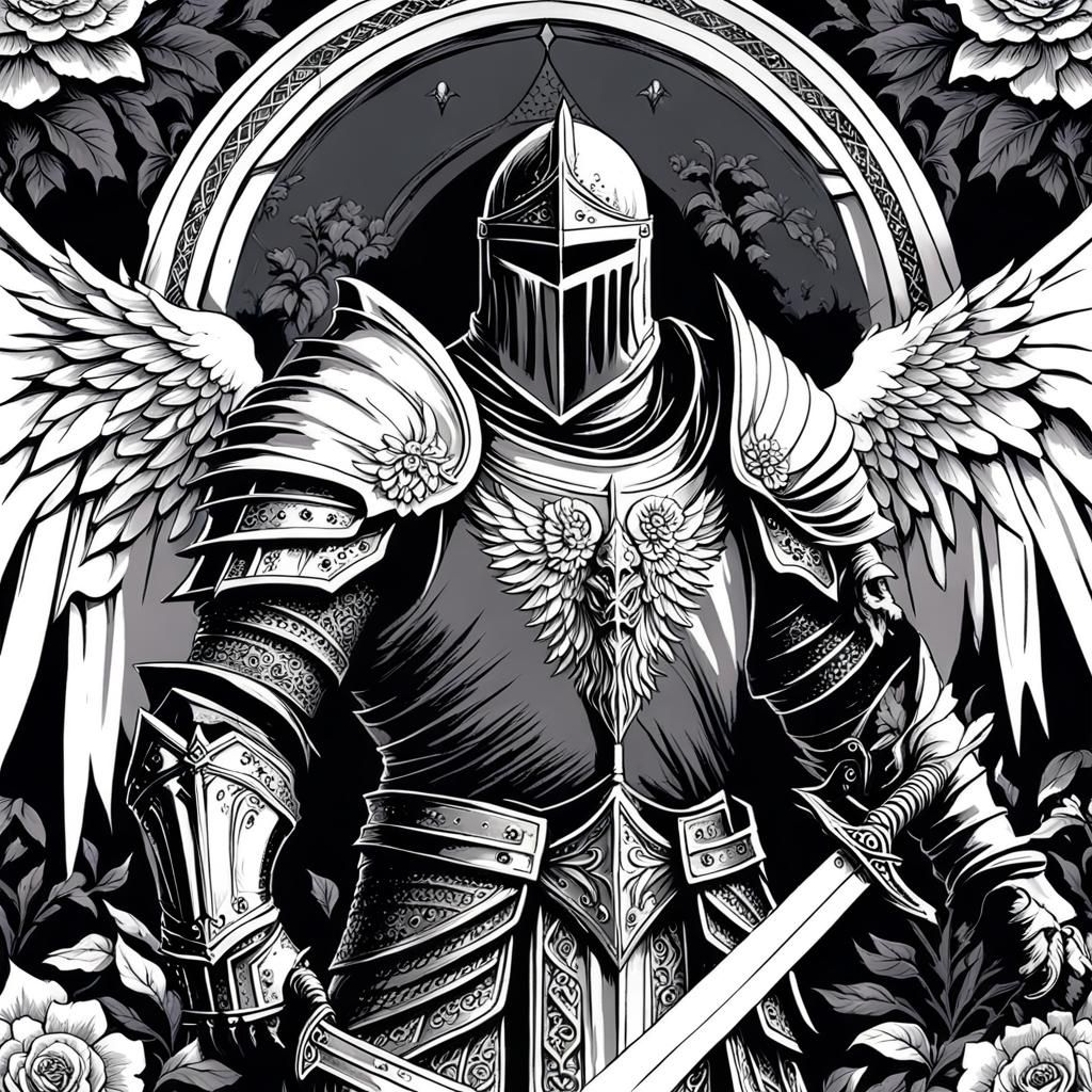 Gothic Angelic Knight in White Armor