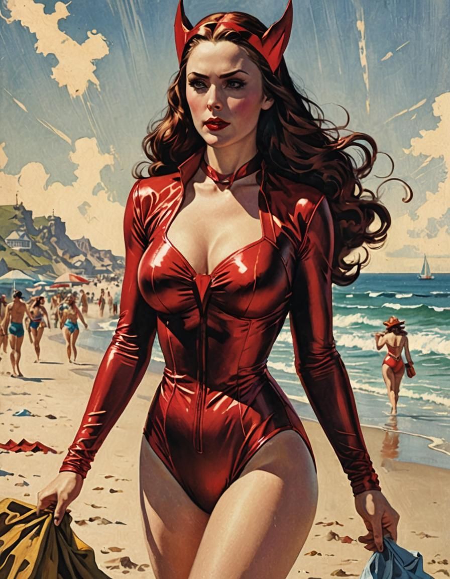 The scarlet witch beach pinup