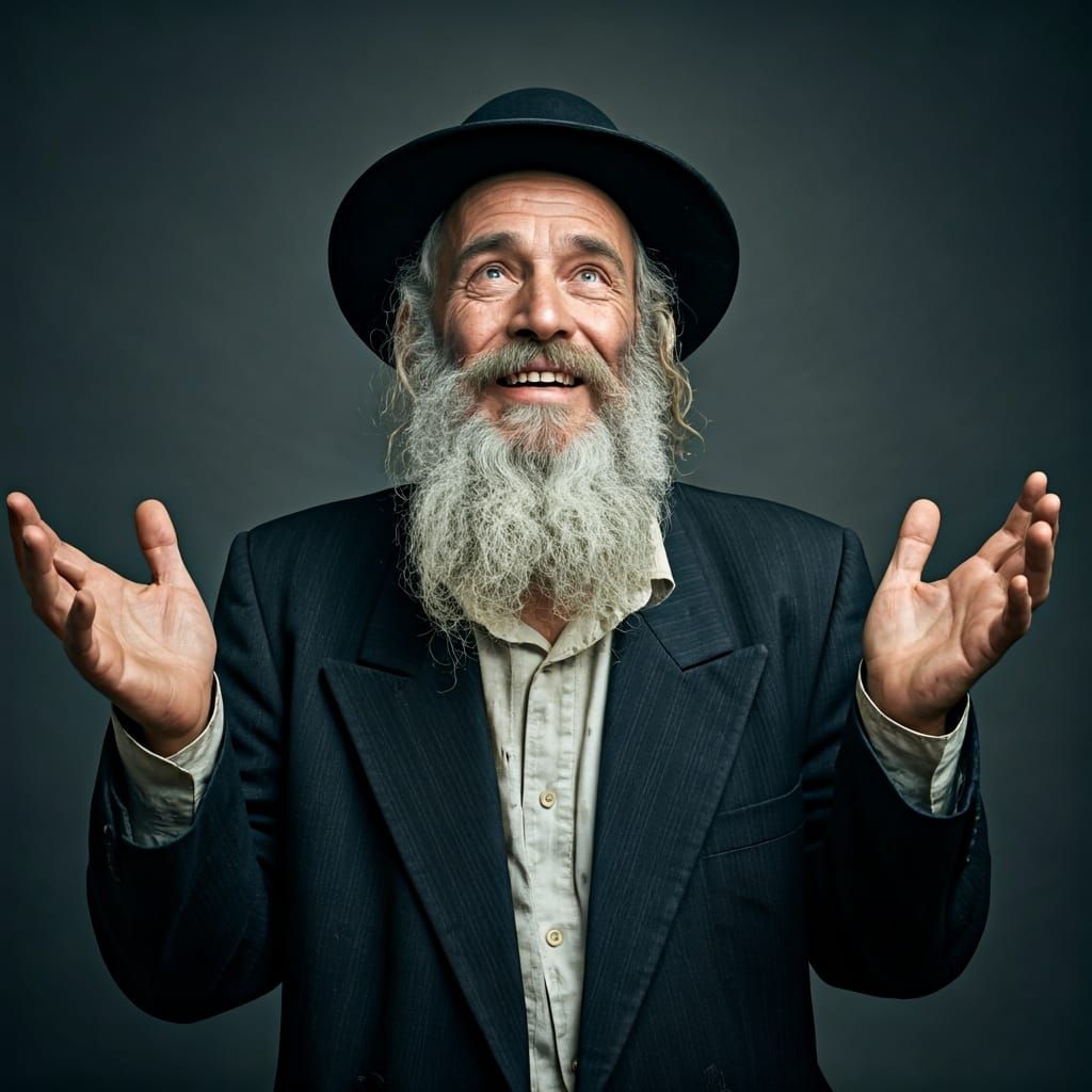 Joyful Ultra-Orthodox Man Portrait with Bokeh
