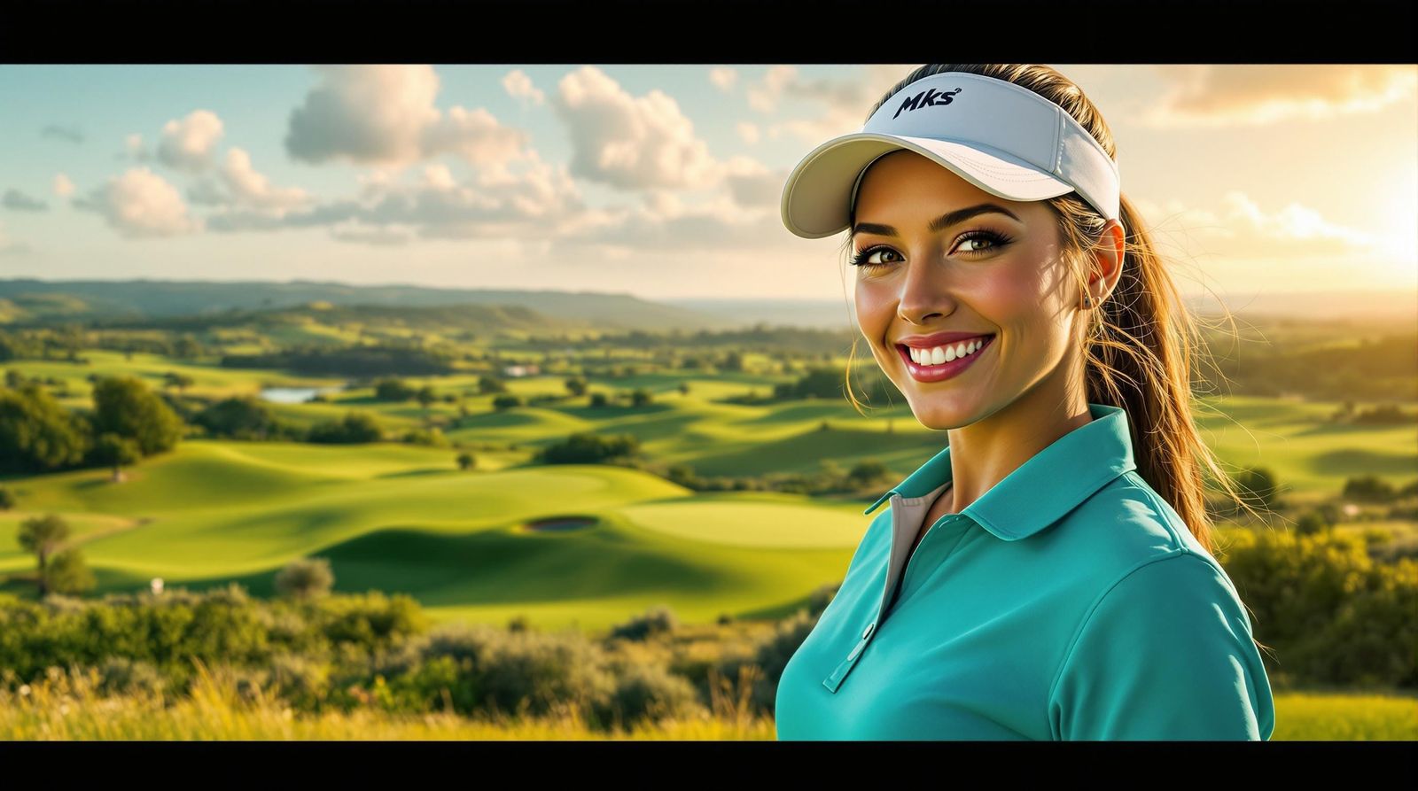 Hyper-Realistic Golfer on Turquoise Golf Course