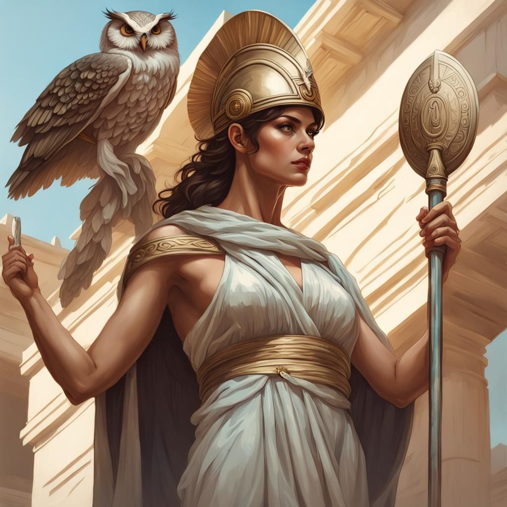 Athena in Ancient Athens, Art Nouveau Portrait