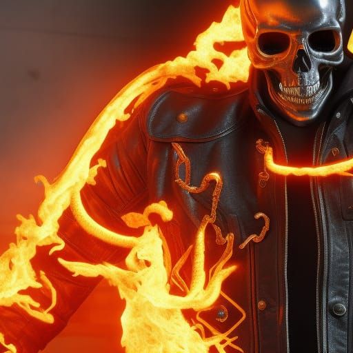 Fiery Devil Portrait with Fire Chain in Unreal Engine