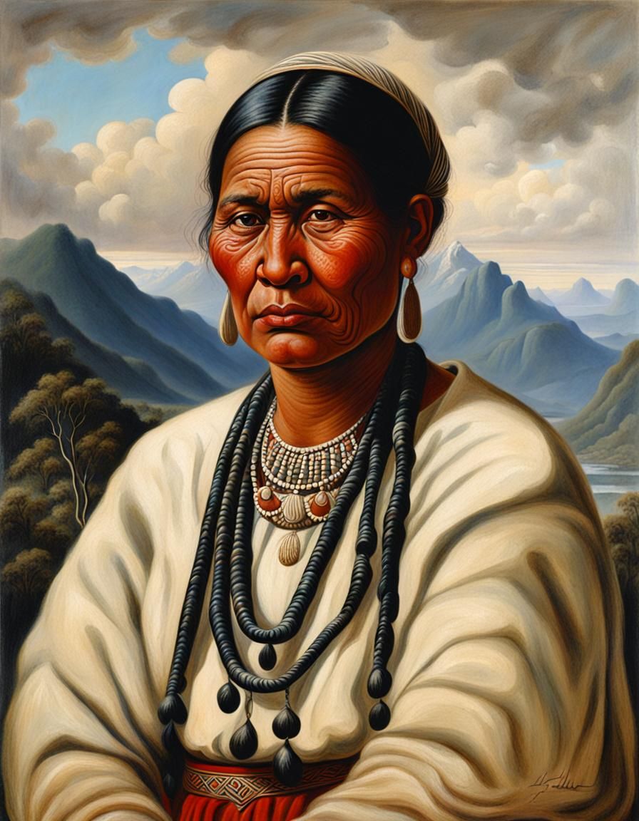 Maori Woman Portrait in Lindauer Style