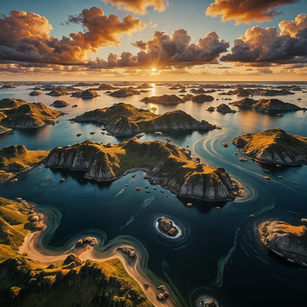 Nordic Archipelago Sunset in High Dynamic Range