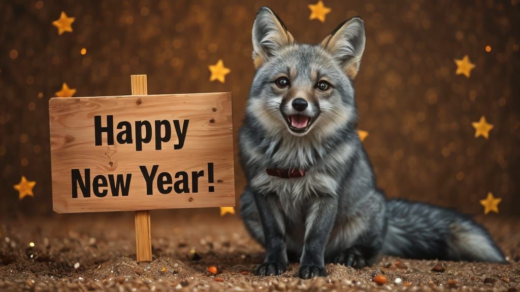 Joyful Grey Fox Celebrates New Year's Festivities