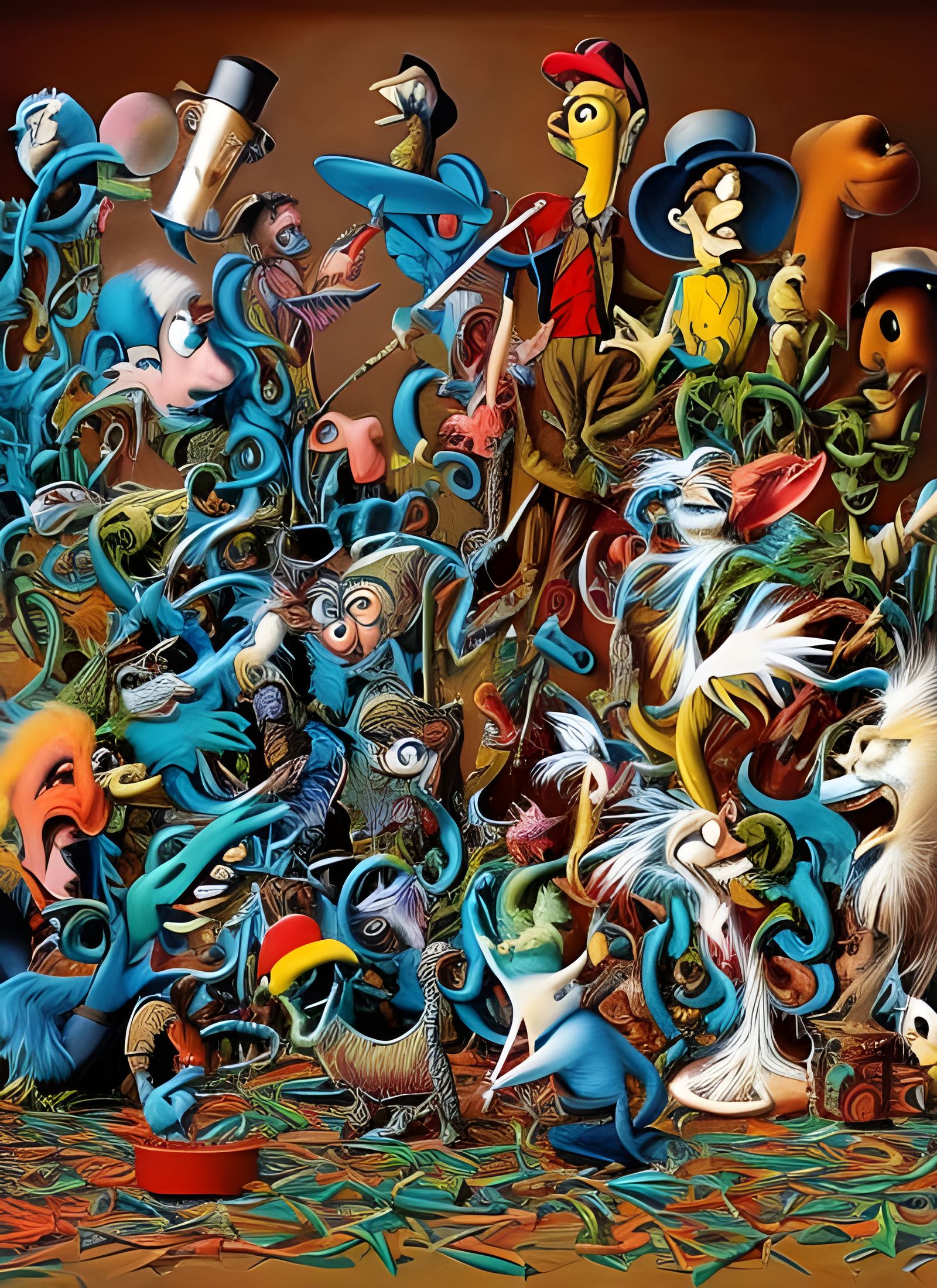 Surreal Folk Singers in Abstract Dreamscape