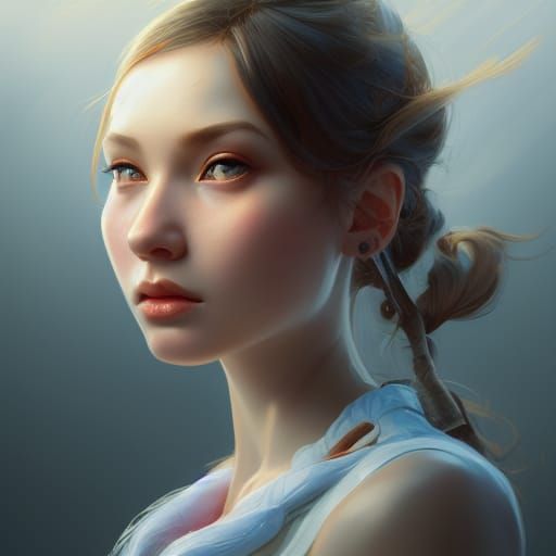 Cute Kawaii Portrait in Hyperdetailed Style