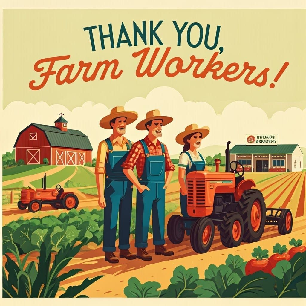 Farm Workers Celebrated in Vibrant Vector Art