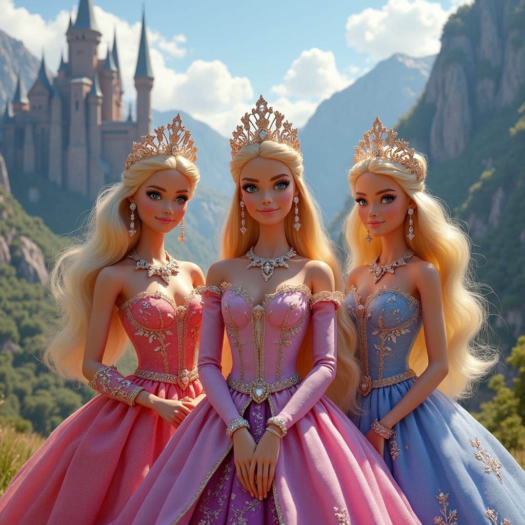 Fantasy Sisters in Enchanted Landscape