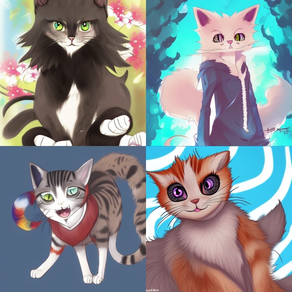 Anime Style Fursona Cat Character