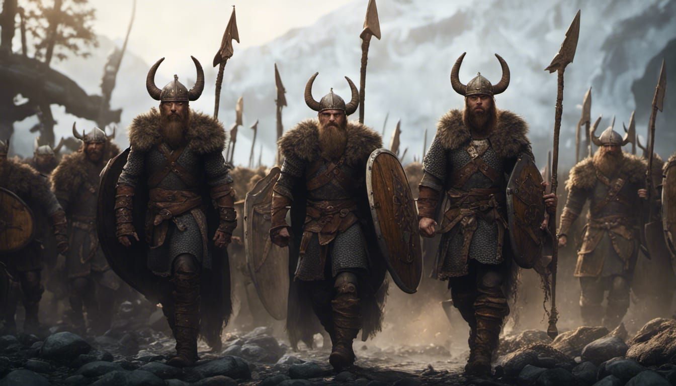 Viking Warriors Leaving Trelleborg: Detailed Matte Painting