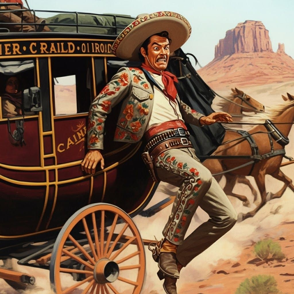 Cisco Kid's Wild Stagecoach Ride, Classic Illustration