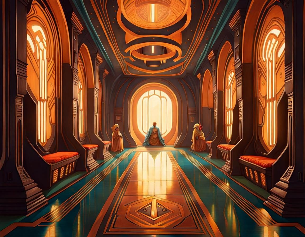 Jedi Temple Spaceship Corridor in Digital Matte Painting