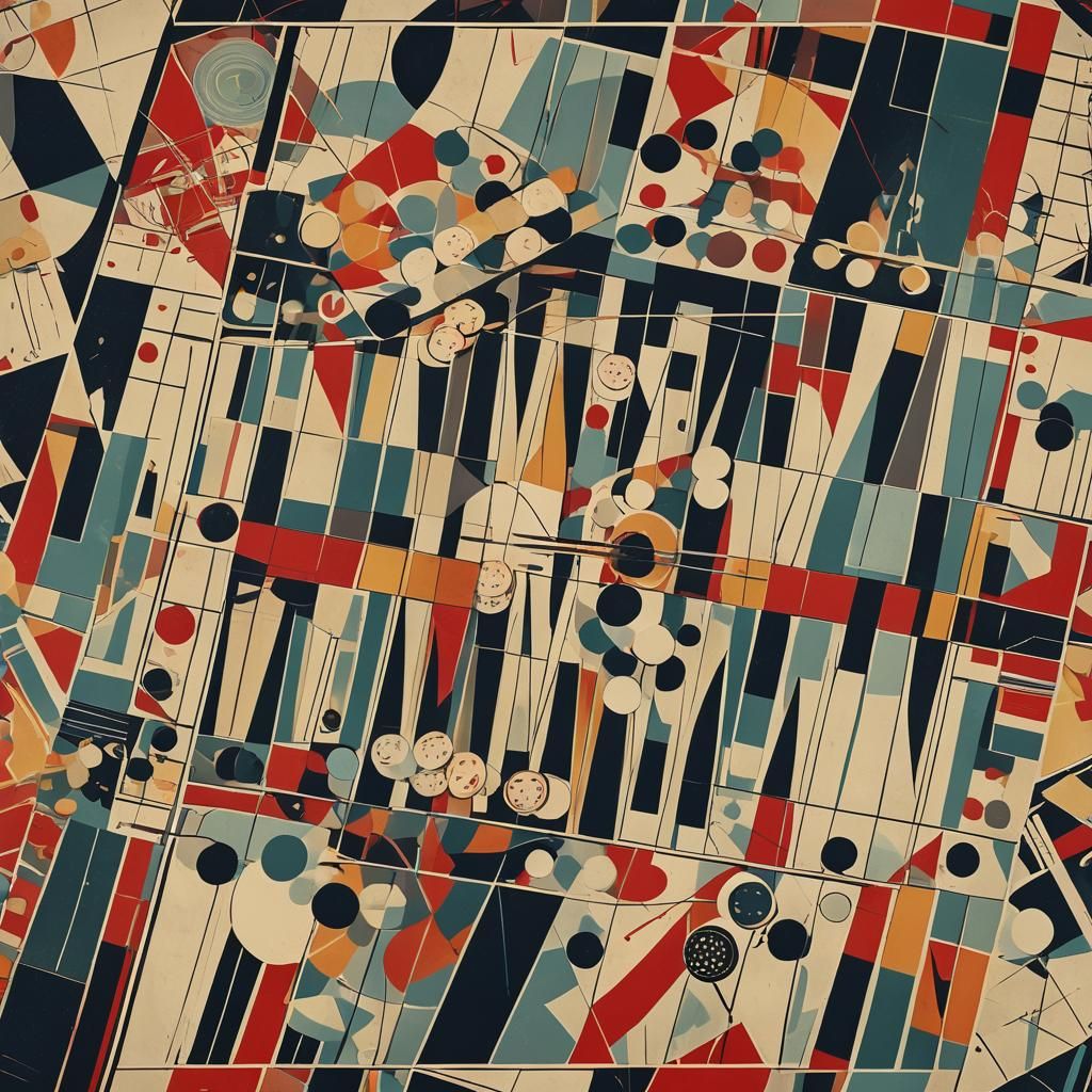 Chimney Sweep Contemplates Backgammon in Bauhaus Pop Art