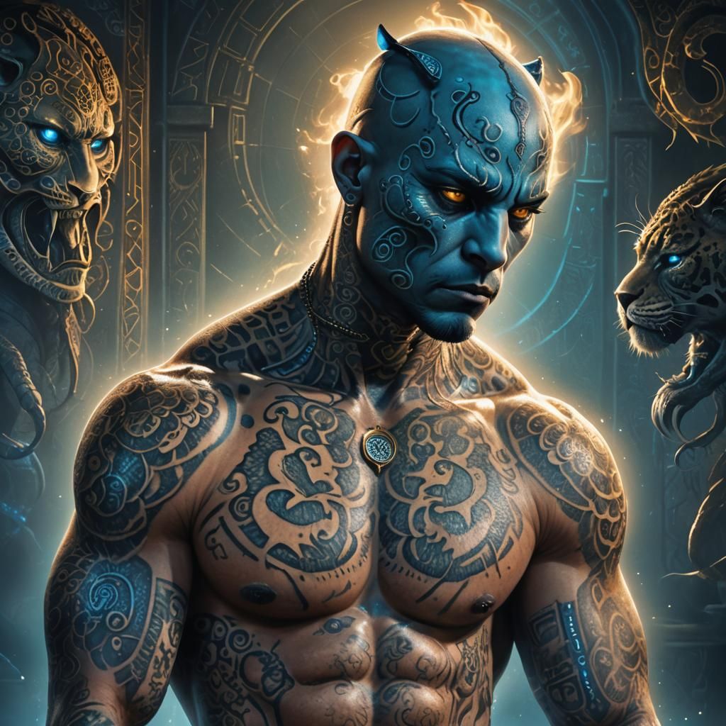 Bluebeard: Half-Jaguar Alien Writes in Cell, Mystic Tattoos