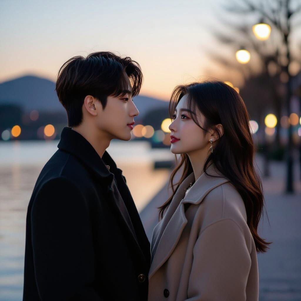 Romantic Twilight Photograph of Jungkook and Woman