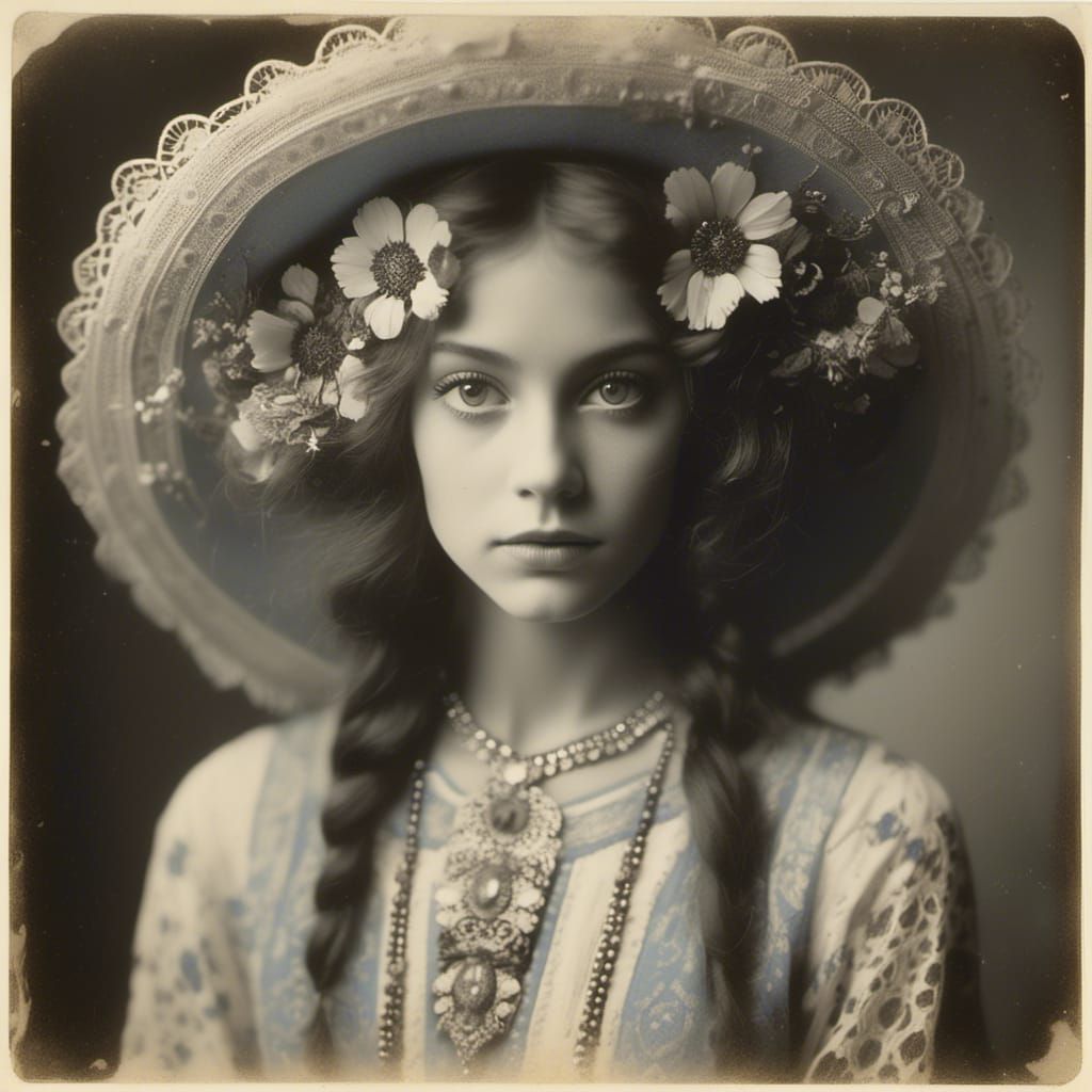 Vintage Portrait of a Beautiful Young Woman