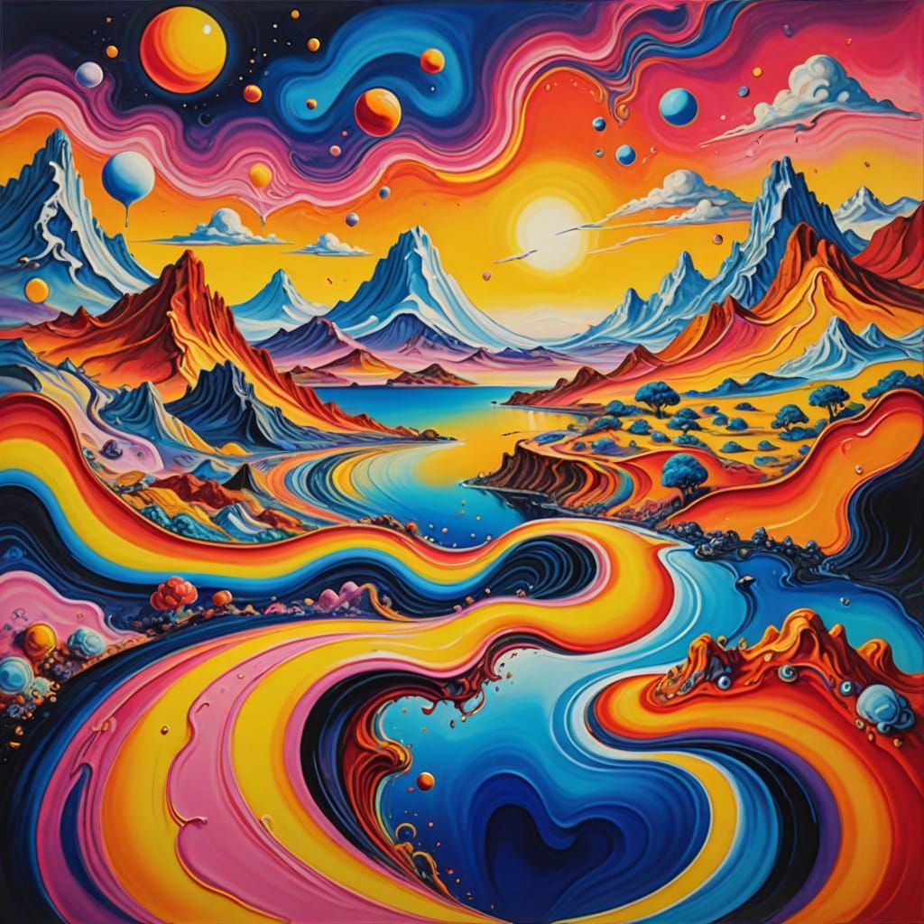 Psychedelic Fantasy Landscape in a Surreal Style