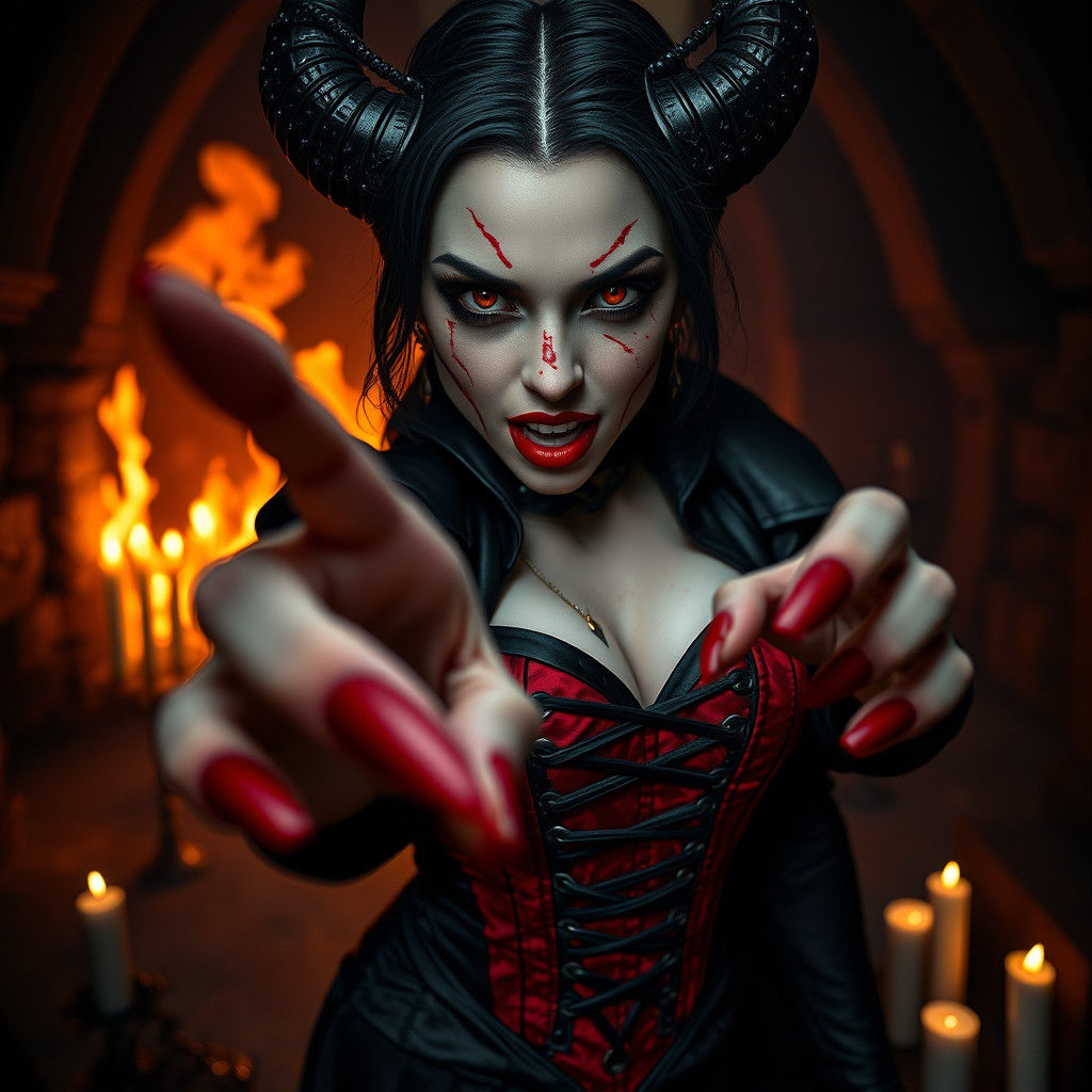 Goth Vampire Demon Reaching Out, in Dark Fantasy Style