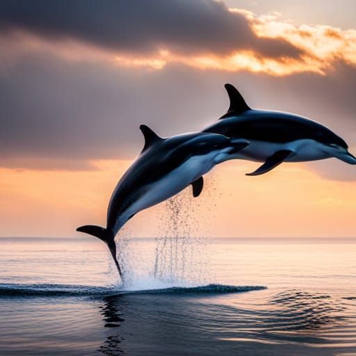 Dolphins at Play in Ocean