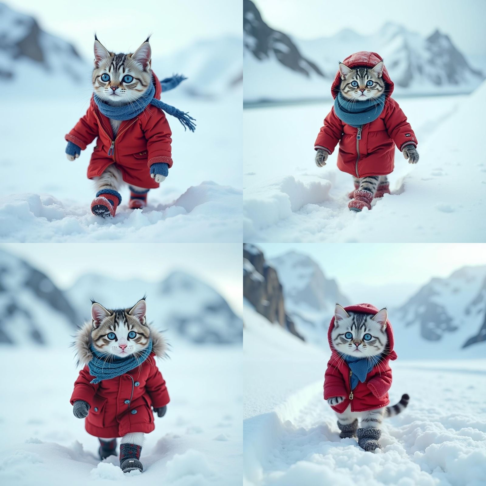 Cat Explorer in Winter Coat, Cinematic Film Still