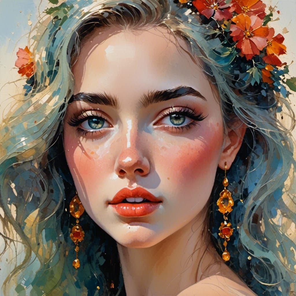 Beautiful Woman Portrait with Intricate Details