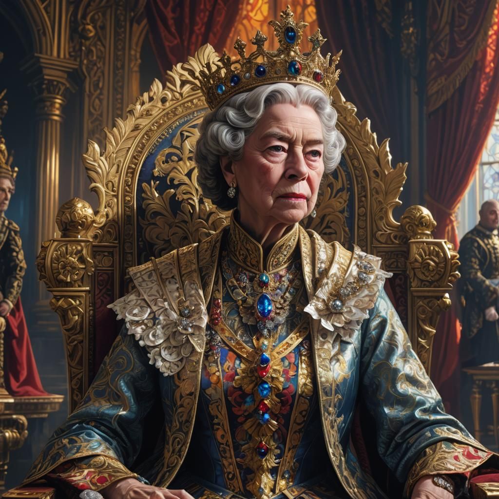 Queen Elizabeth II Portrait in Greg Rutkowski Style