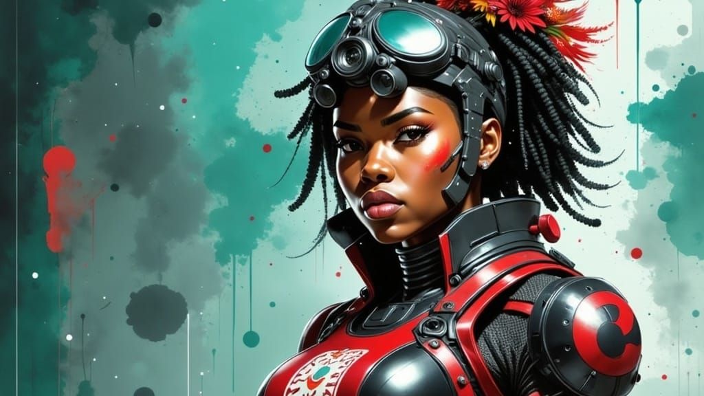 Cyberpunk Anime Girl Mech Portrait in 3D