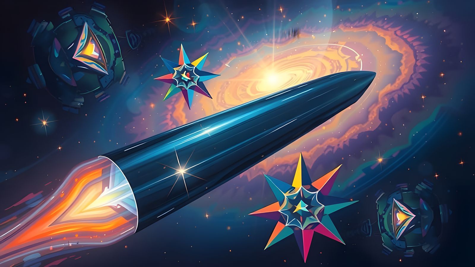 Cosmic Cylinder in Impasto Oil Painting