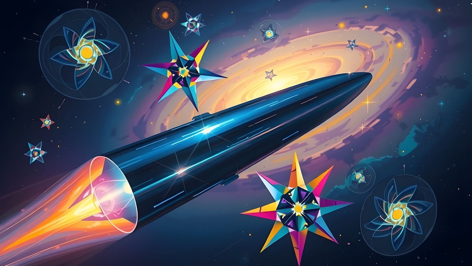 Spinning Cylinder Races Through Impasto Starry Cosmos