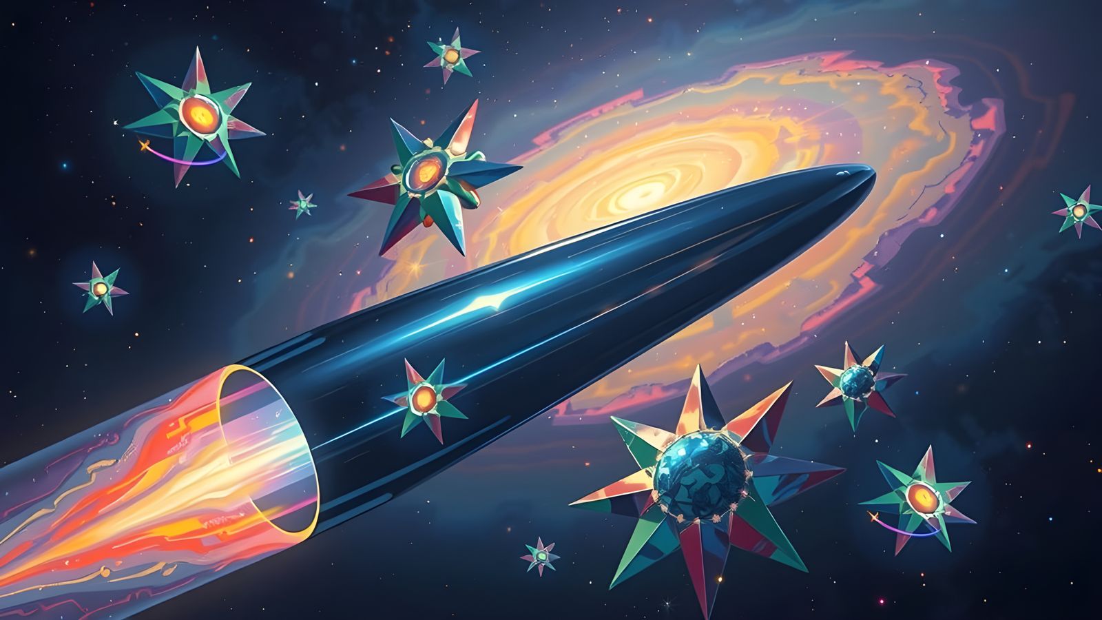 Spinning Metal Cylinder in Impasto Cosmos