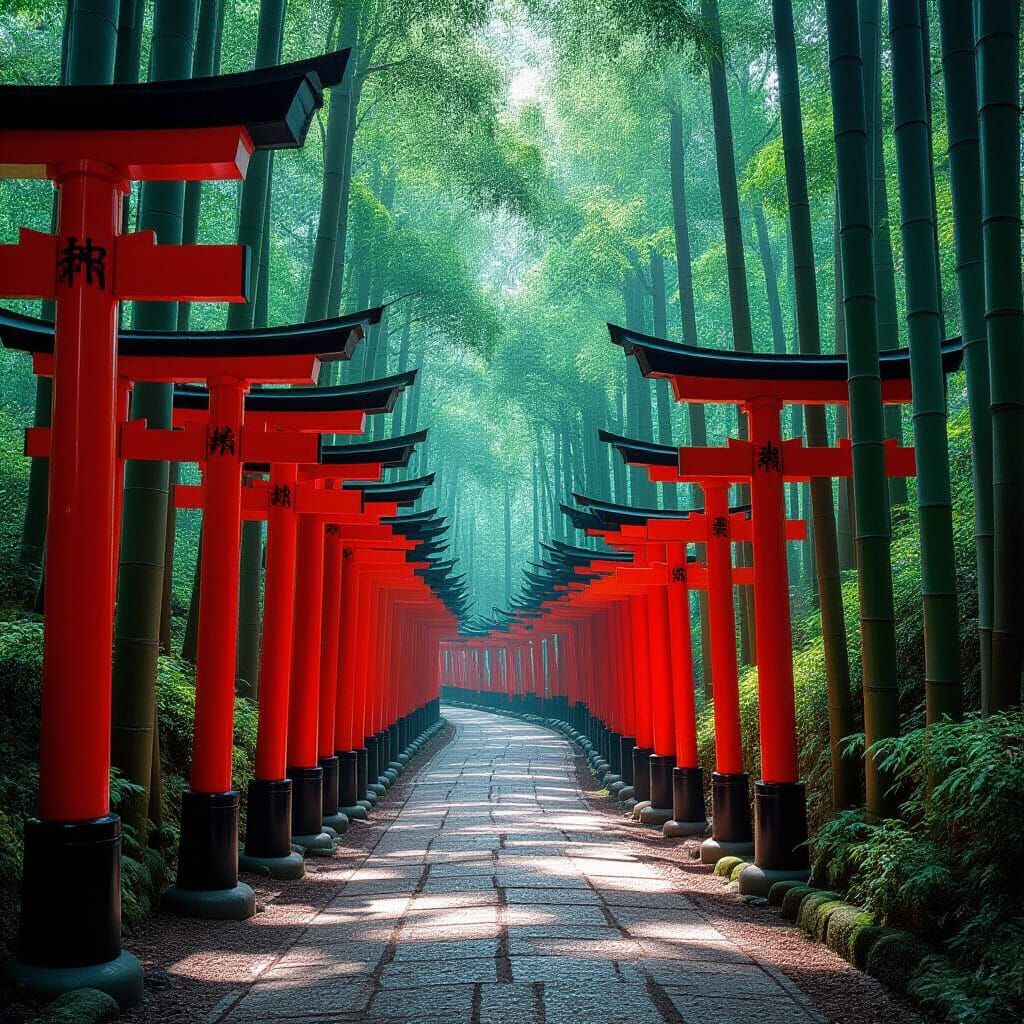 Kyoto's Fushimi Inari Shrine in Cinematic Style