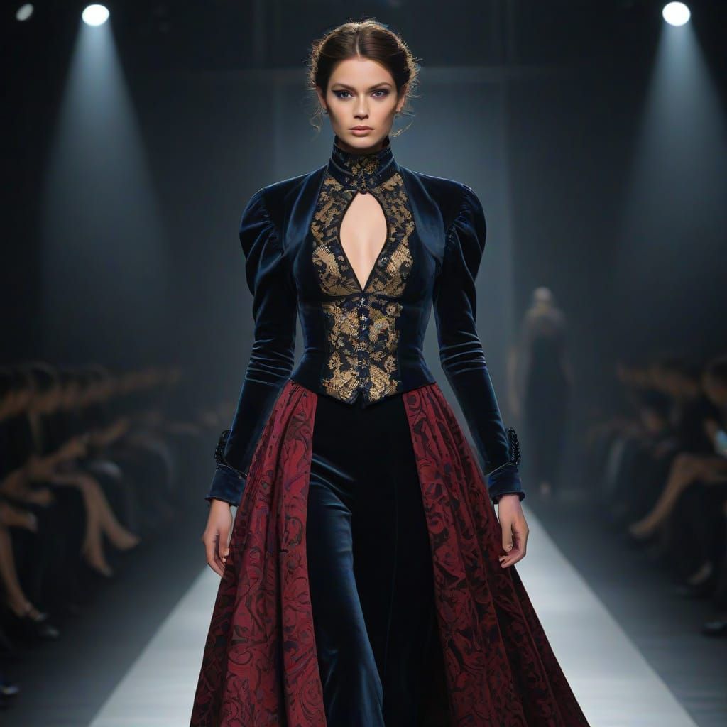 Avant-Garde Haute Couture Fashion Show in Rich Jewel Tones