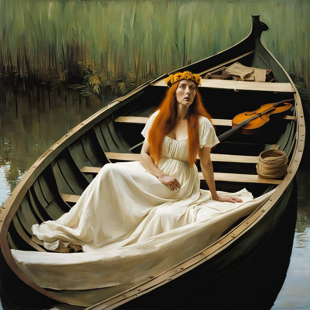 Lady of Shalott in Conceptual Art Style