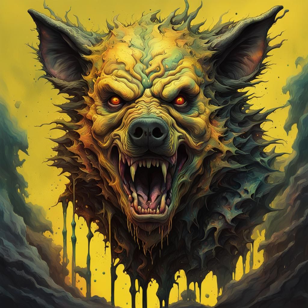 Grotesque Demon Hybrid in Hyperrealistic Splash Art