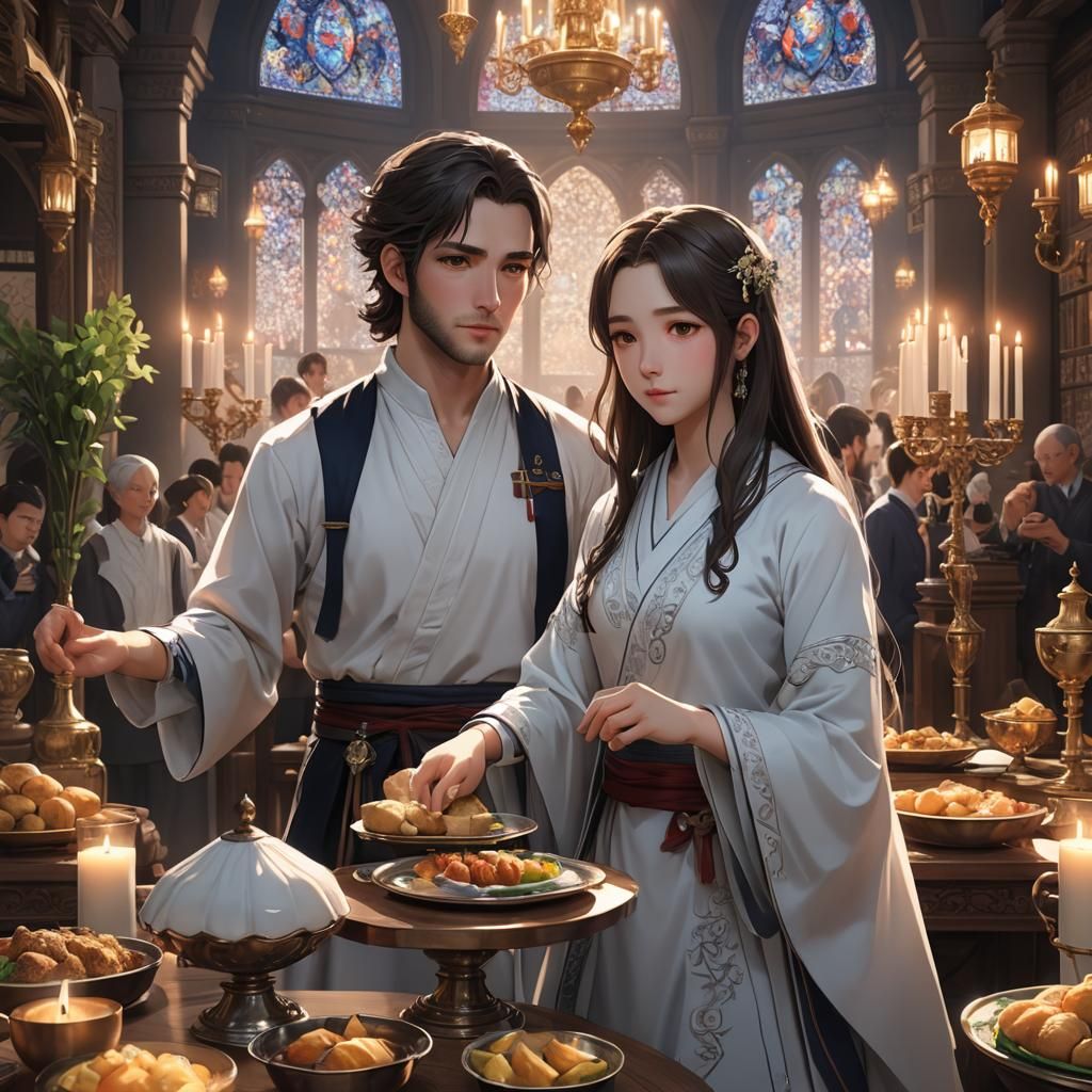 Shabbat Shalom in Detailed 3D Anime Style