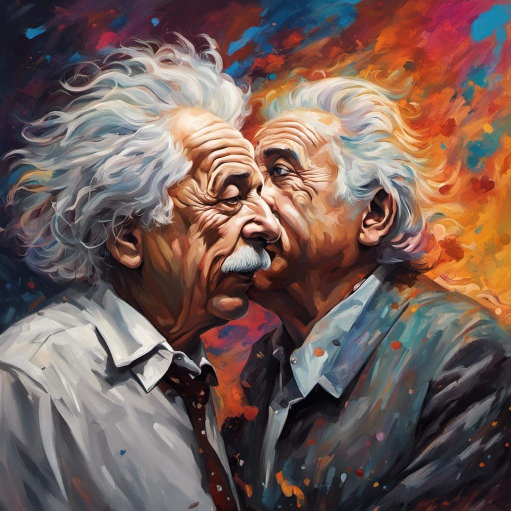 Einstein in Love: Hyperrealistic Splash Art Portrait