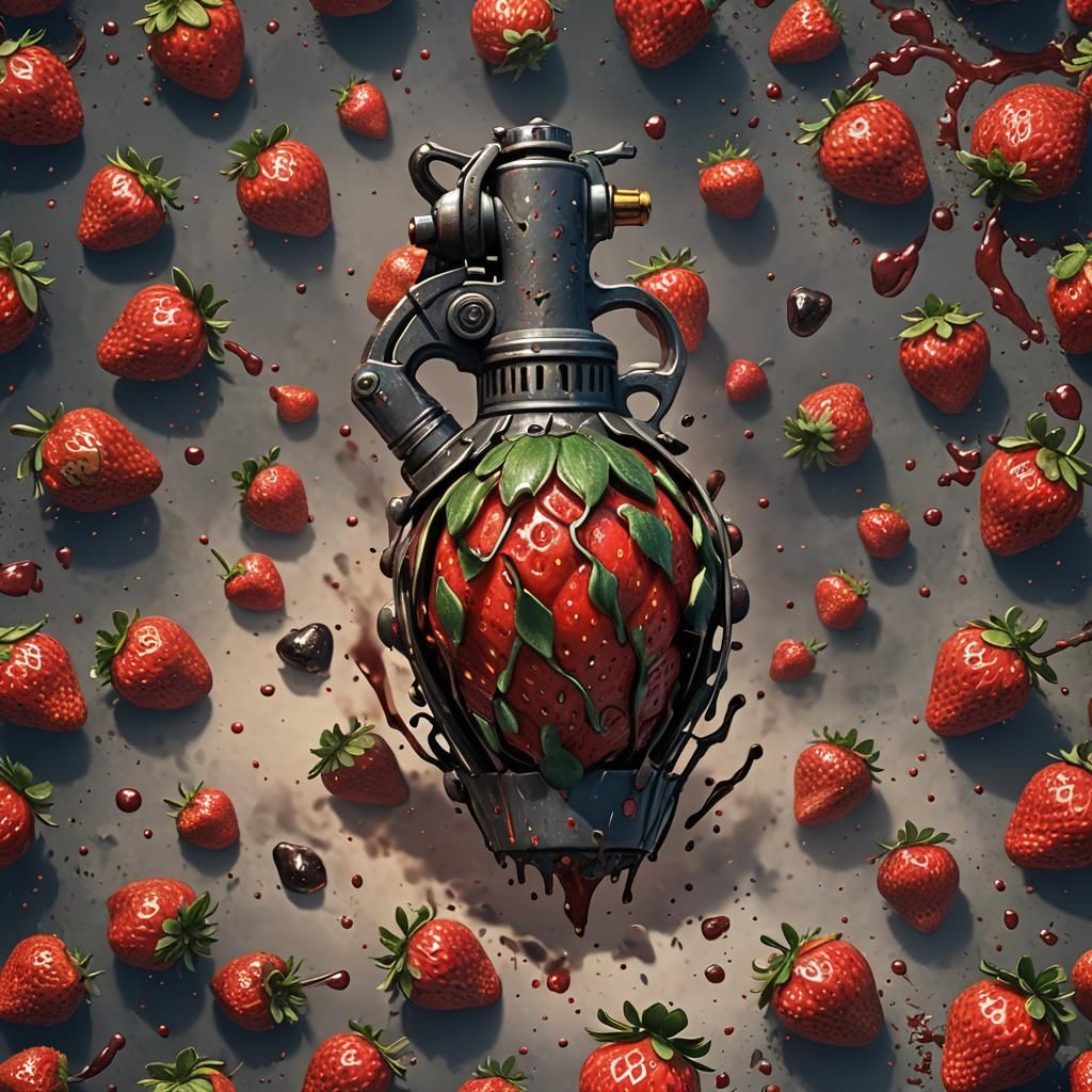 Exploding Strawberry Grenade: Fantasy Concept Art