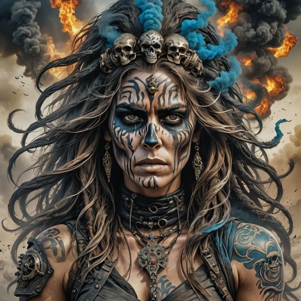 Genie Emerges from Skull in Dark Fantasy Art