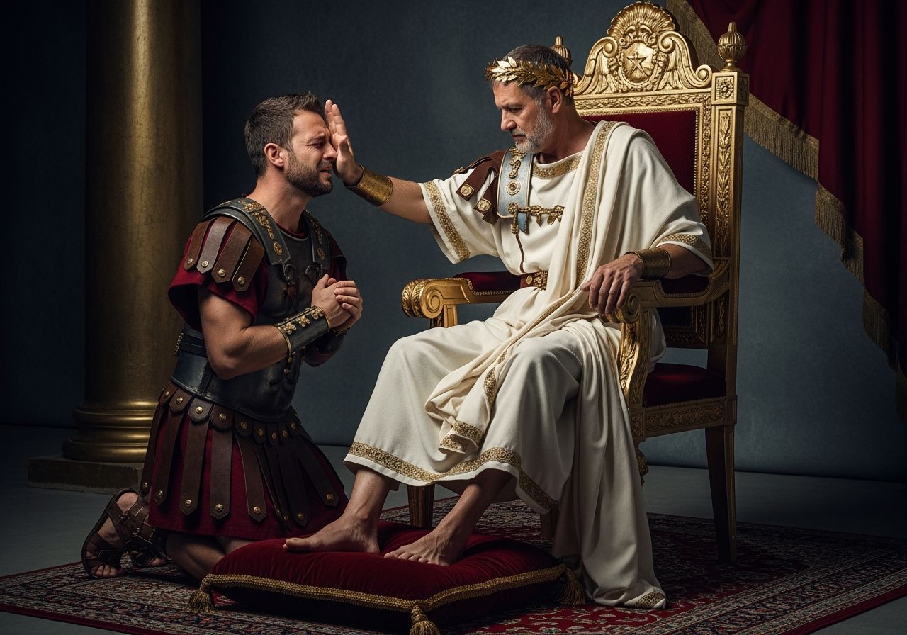 Roman Emperor About to Strike Kneeling Soldier