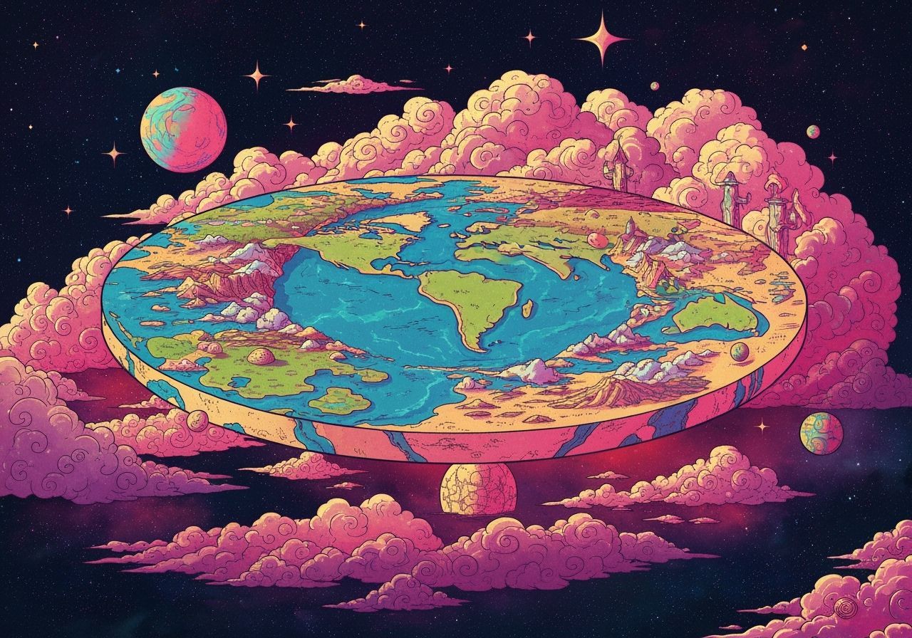 Flat Earth Reimagined as Living Entity in Cosmic Illustratio...