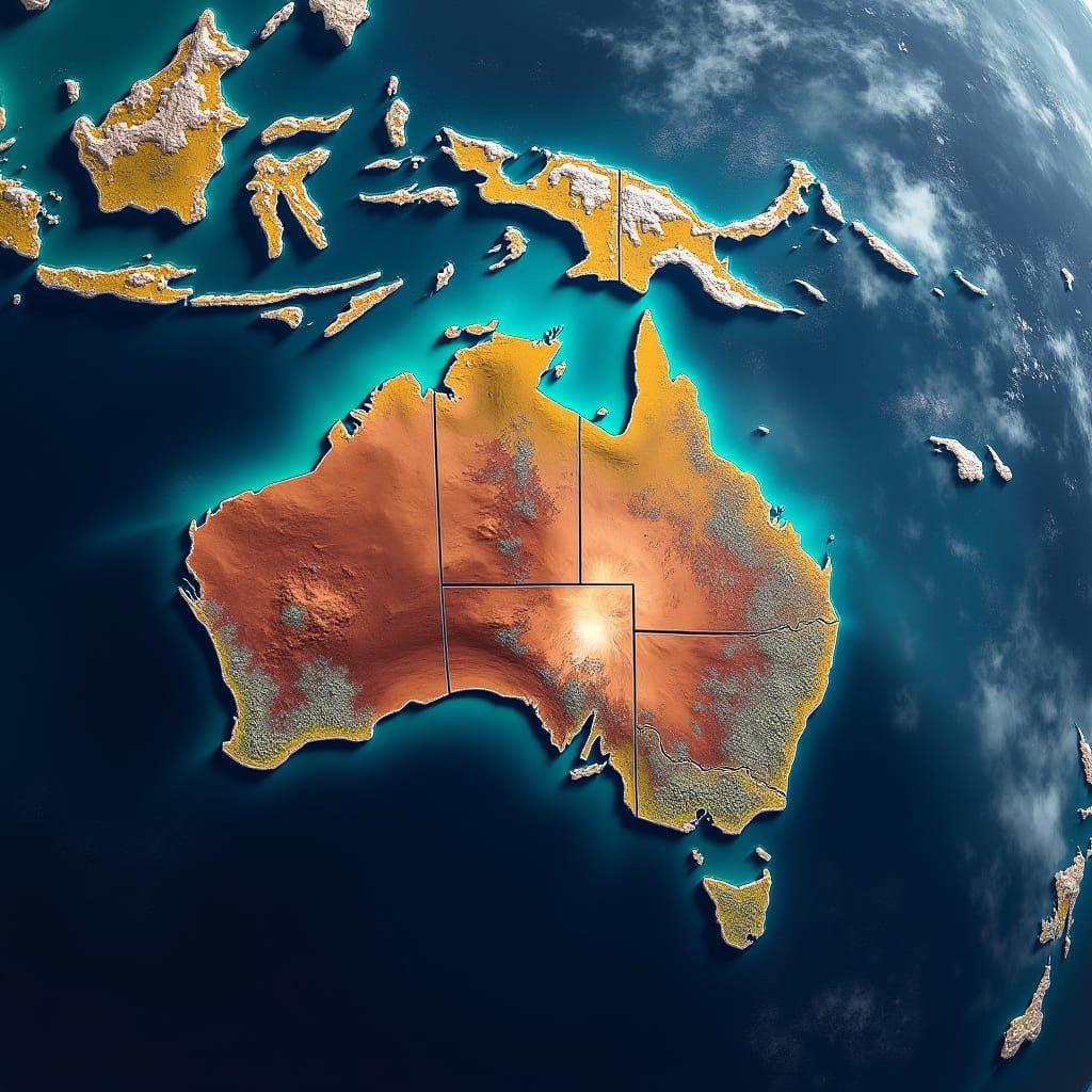 Papua New Guinea and Australia from Space