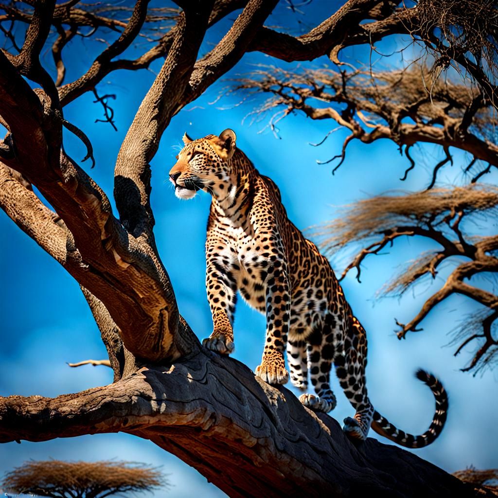Leopard Silhouette in Serengeti Tree