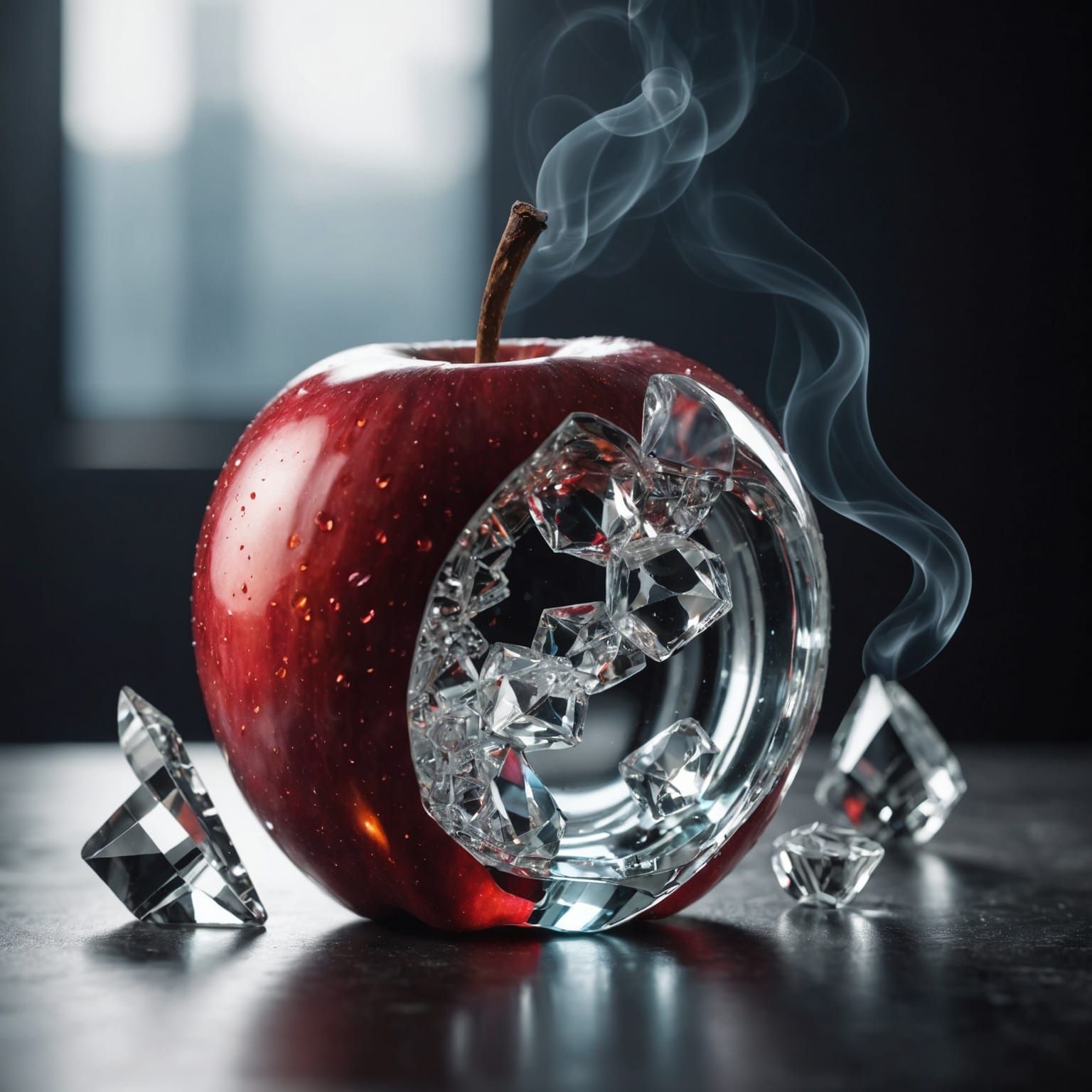 Shattered Crystal Apple in Hyperrealistic 3D