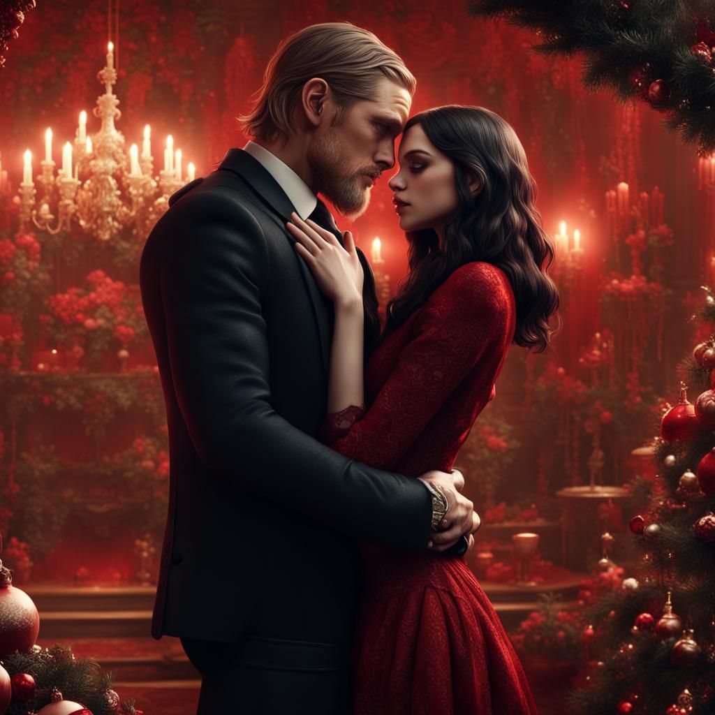 Festive Embrace: A Christmas Romance in Digital Art