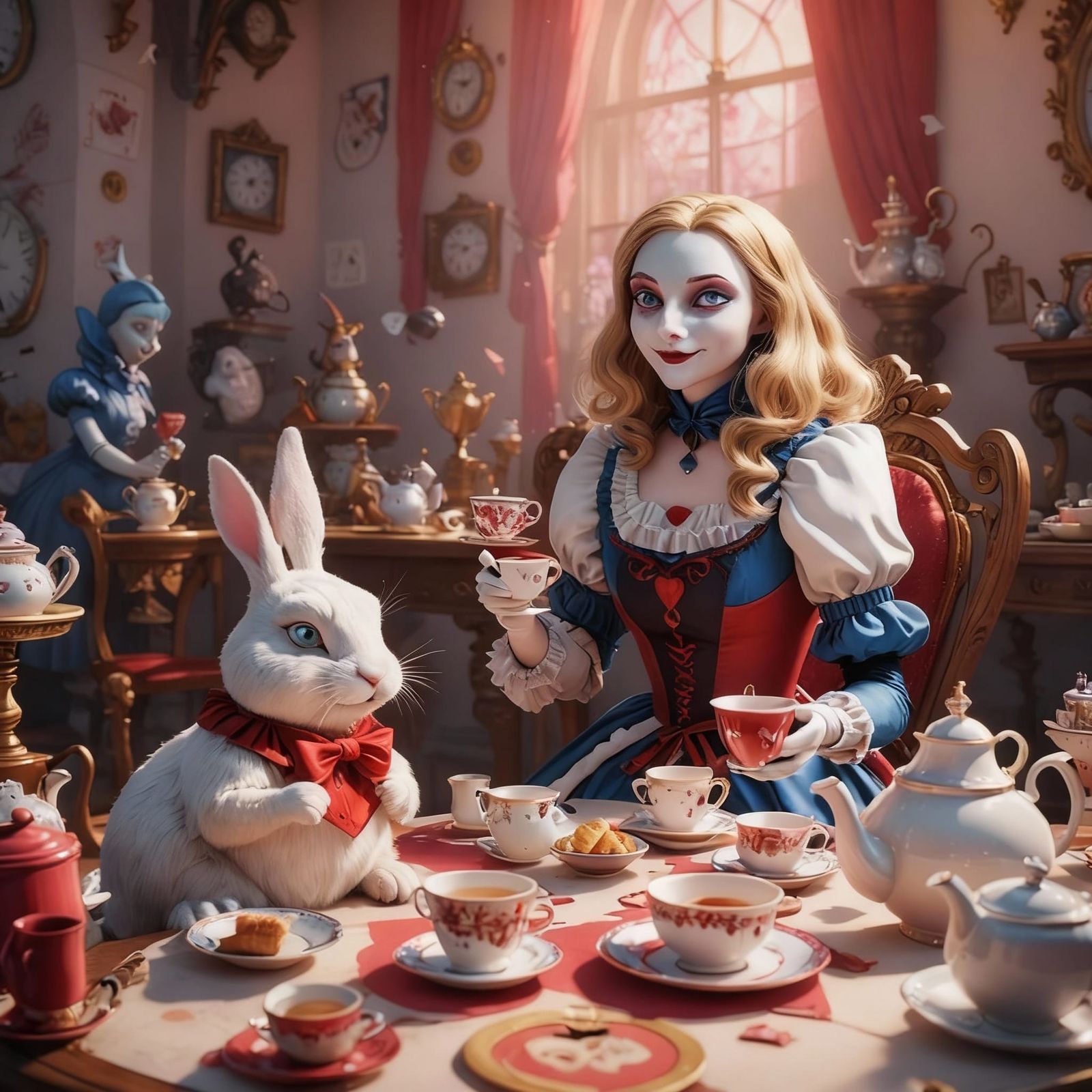 Alice in Wonderland Tea Party: Pixar-Style 3D Art