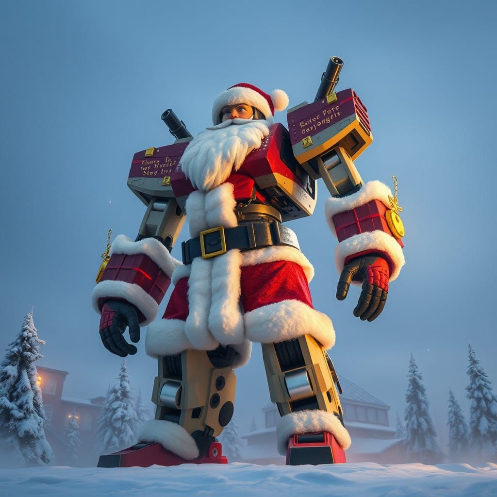 Cyberpunk Santa Claus Robot