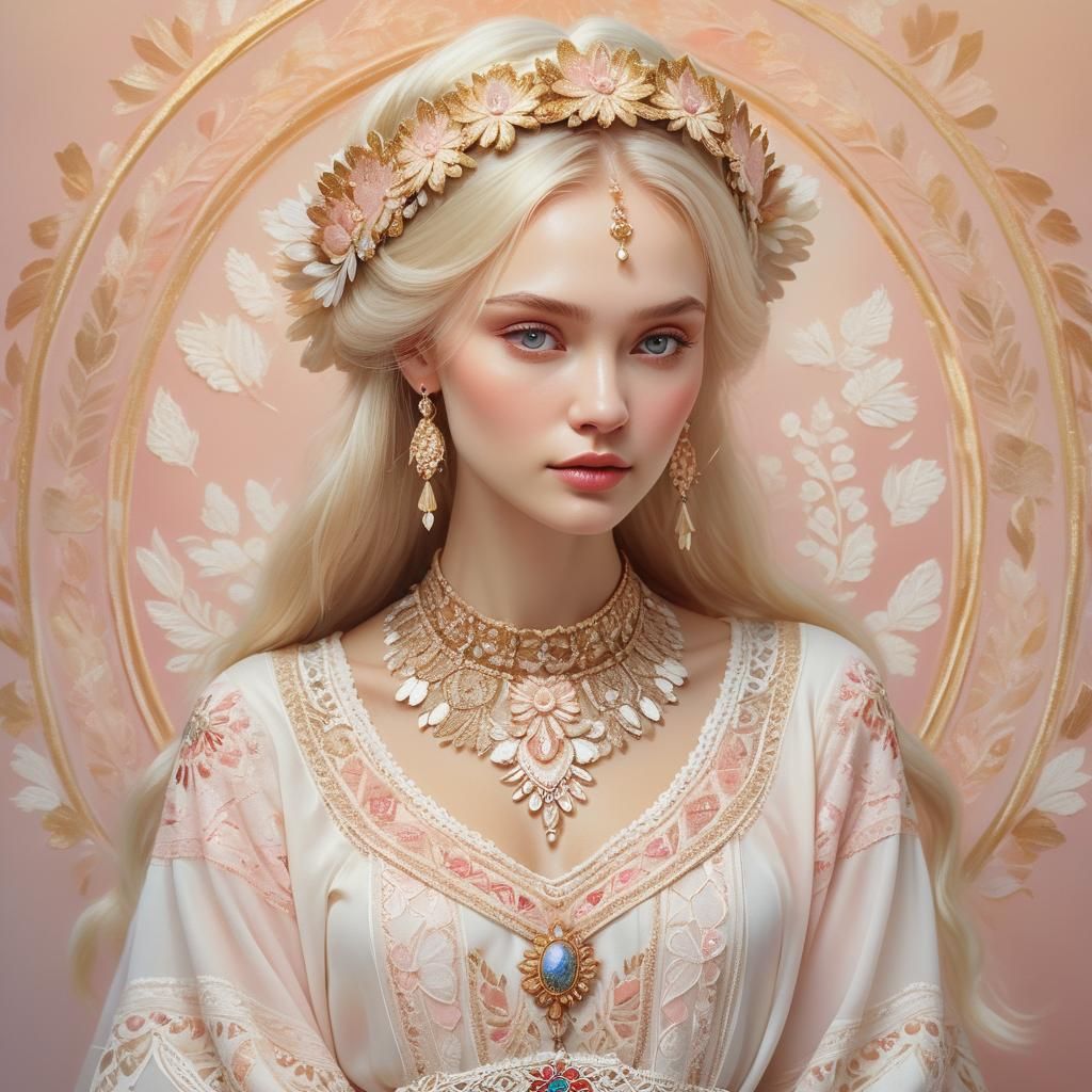 Angelic Russian Beauty in Traditional Slavic Clothing