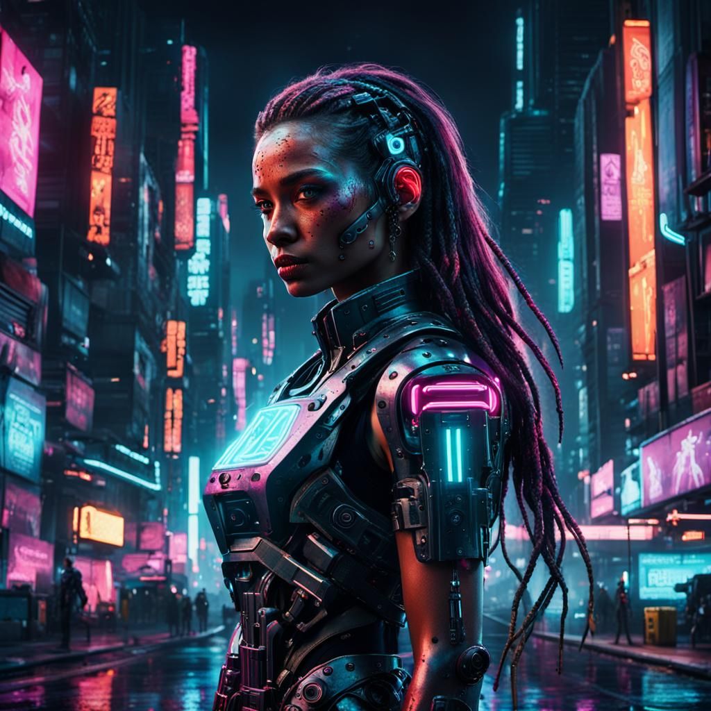 Cyberpunk Goddess in the Neon Metropolis